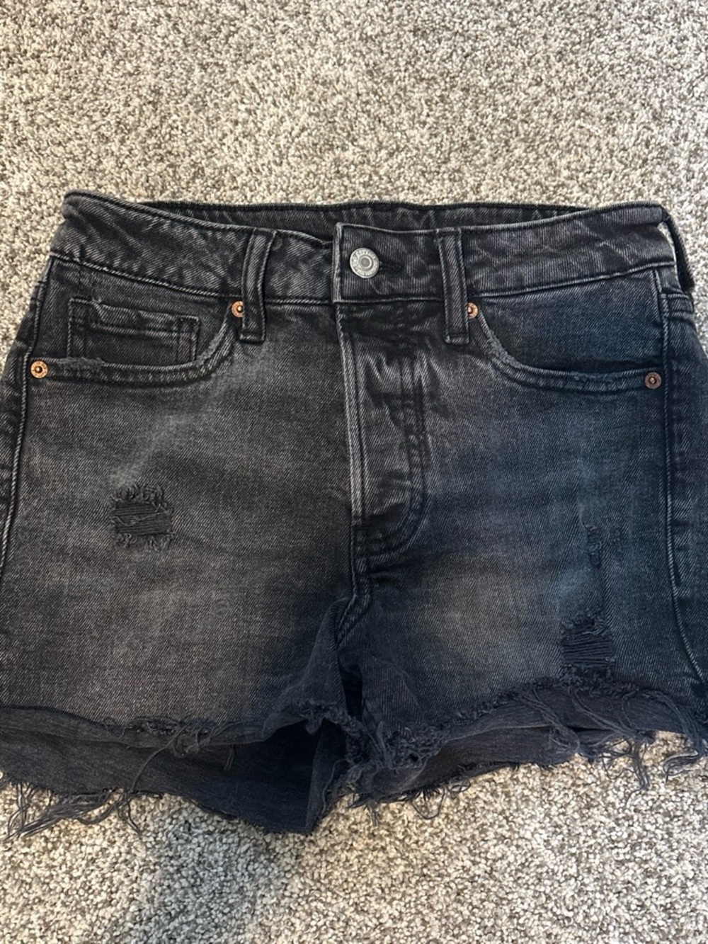 Old Navy high-rise OG Straight Women's Black Distressed Denim Shorts